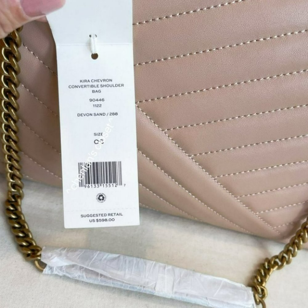 🔥NeW! $598 Tory Burch Large Kira Chevron Convertible Shoulder Bag - Picture 10 of 12